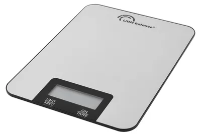 Produktbild von LITTLE BALANCE 3070 Starty Slim, Küchenwaage, elektronische Lebensmittelwaage, Backen & Küche, extra flach, LCD-Display, Hartglas, 5 kg/1 g, Edelstahl