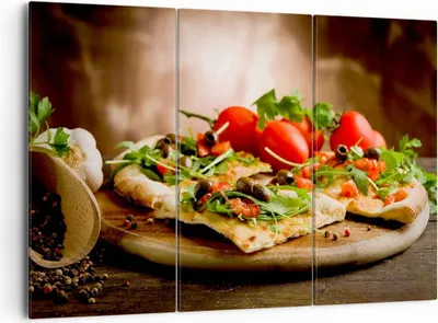 Produktbild von Bild auf Leinwand - Leinwandbild - Pizza Vegetarier Italien Essen - 165x110cm - Wand Bild - Wanddeko - Leinwanddruck - Bilder - Kunstdruck - Leinwand bilder - Wandkunst - CE165x110-2540