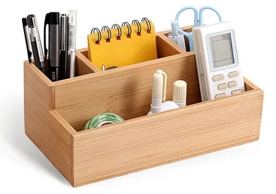 Produktbild von Omgoods – Bambus-Schreibtischorganizer mit 3 Fächern