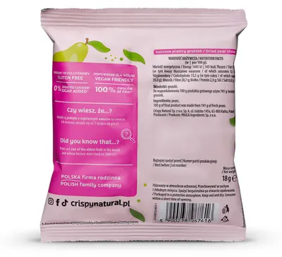 Zdjęcie produktu dla Gruszkowe Suszone Chipsy Crispy Natural