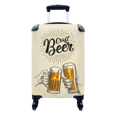 Produktbild von MuchoWow® Koffer Handgepäck Trolley Rollkoffer Kleine Reisekoffer mit 4 Rollen - Mannshöhle - Bier - Vintage - Prost - Cabin Size < 55x40x23 cm & 55x40x20 cm - Fotokoffer - Kabinenkoffer - Boardgepäck - Reise-Box - Reisekoffer - Reisegepäck - Koffer mit Bild - Trolley für Kinder