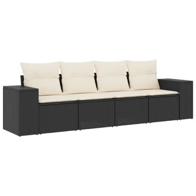 Produktbild von vidaXL 4-tlg. Garten-Sofagarnitur mit Kissen Schwarz Poly Rattan