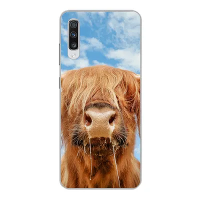 Produktbild von MuchoWow® Handyhülle Schutzhülle Hülle für Samsung Galaxy A70 Schottischer Highlander - Wolke - Tiere Silikon Softcase Handy Hülle - Schutzhaube