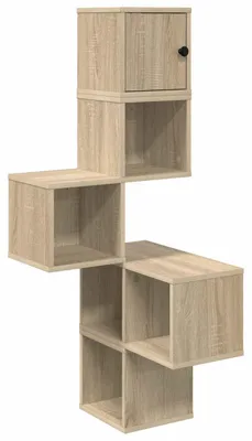 Image de vidaXL Étagère d'angle murale en bois imitation chêne Sonoma, 48 x 48 x 120 cm