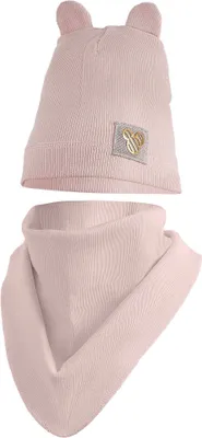 Immagine prodotto di Set cappellino primaverile e autunnale con sciarpa integrata per bambini 48-50, rosa cipria