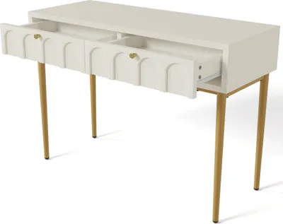 Obrázek produktu pro okwish Komoda 100x45x76.5 cm, Toaletní stolek se 2 zásuvkami pro ložnici, Bílá