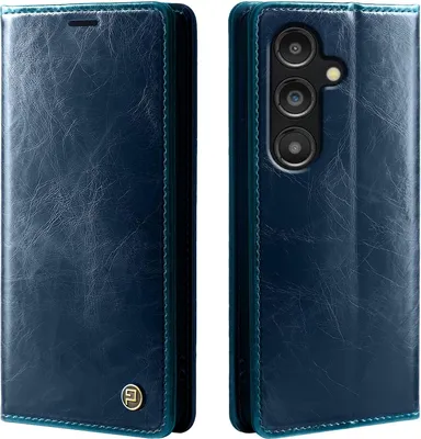 Produktbild von Handyhülle für Samsung Galaxy S25+ Kunstleder Flip Vintage Cover Hülle RFID Schutz Case Kartenfach Farbe: Blau