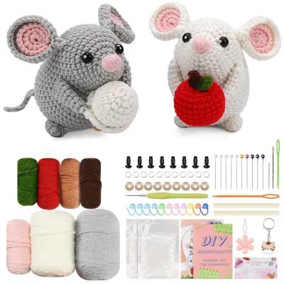 Obrázok produktu pre Súprava na háčkovanie – Amigurumi zvieratko – Pre začiatočníkov – Videonávody – Pre dospelých a deti – Kompletná súprava – Myška