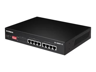 Obrázek produktu pro Edimax GS-1008PL V2, Řízený, L2, Gigabit Ethernet (10/100/1000), Podpora napájení po Ethernetu (PoE), Instalace do racku, 1U