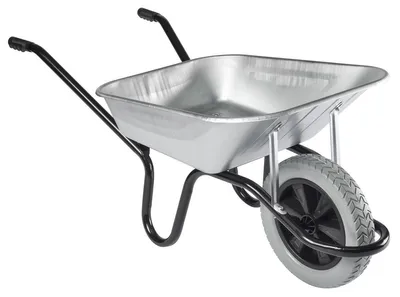 Zdjęcie produktu dla Wózek transportowy HAEMMERLIN, model "Bauschubkarre Aktiv Premium", pojemność 100 litrów, ocynkowany, koła poliuretanowe, udźwig 150 kg