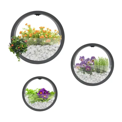 Obrázek produktu pro Nástěnné květináče, 3 kusy, rozměry 28/23/18 cm. Dekorativní květináč, nástěnná váza