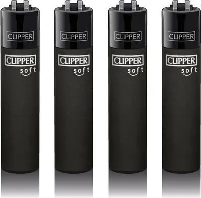 Zdjęcie produktu dla Zestaw 4 zapalniczek Clipper Soft Touch Black