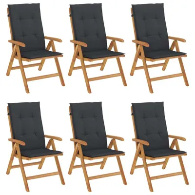 Image de Chaises de jardin avec coussins 6 pcs. Bois massif teck