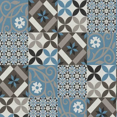 Produktbild von A.S. Création Fliesentapete New Life Vliestapete schwarz blau anthrazit creme weiß 10,05 m x 0,53 m