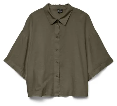 Productafbeelding van Vero Moda VMLINN shirt, artikelnummer 10306820, maat L, shirt, voor volwassenen, dames, groen, maat L, materiaal: viscose
