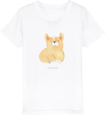 Produktbild von Mr. & Mrs. Panda Kleinkinder T-Shirt Corgie 7-8 Jahre (122/128) - Weiß - Geschenk, Süß, Kinder Baumwollshirt, Bellen, Motivation, Bio, Teenager, Hund, Jungen, Sprüche