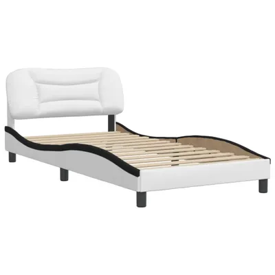 Produktbild von Bettgestell ohne Matratze "Hvar" Weiß und Schwarz 100x200 cm Kunstleder