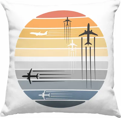 Produktbild von Trendation - Pilot Geschenk Deko-Kissen mit Füllung 40x40 Flugzeug Fliegen Geschenkidee Piloten  Deko-Kissen mit Füllung 40x40 Grafik (Grau)