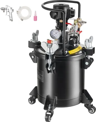 Zdjęcie produktu dla SucceBuy zbiornik ciśnieniowy na farbę, 10 l/2,5 gal. w pełni automatyczny zbiornik ciśnieniowy z mieszadłem, regulowane ciśnienie 70 PSI, zbiornik na farbę z pistoletem natryskowym i wężami do malowania domowego i przemysłowego