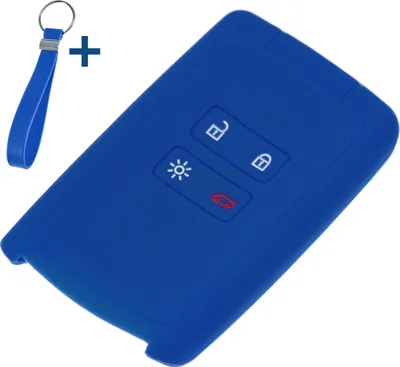 Produktbild von Auto Schlüssel Silikon Schutz Hülle + Schlüsselband Blau kompatibel mit Renault Megane Kadjar Clio Captur 4 Tasten KEYLESS SMARTKEY