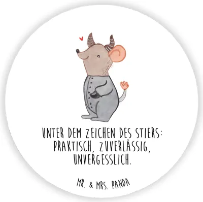 Produktbild von Mr. & Mrs. Panda magnet Stier Astrologie - Weiß - Geschenk, für kühlschrank, Geburtstagsgeschenk, haftmagnet, Kühlschrankmagnet, pinnwand, Sternzeichen, Tierkreiszeichen