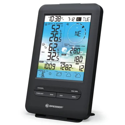 Produktbild von Bresser Basisstation für 4CAST WLAN Wetterstation Zusatzdisplay 4 Tage Vorhersage Innen Außentemperatur Luftfeuchtigkeit Wecker