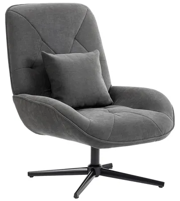 Produktbild von HOMCOM Sessel Drehbar Loungesessel mit Lendenkissen, Chenille-Optik, Dunkelgrau