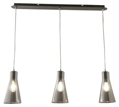 Immagine prodotto di Dafne Lampada a Sospensione in Metallo e Vetro Soffiato Colore Fumé 3 Luci E27 40W - Design Elegante per Interni Contemporanei e Raffinati