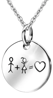 Image de MATERIA by Matthias - Pendentif cœur pour femme et enfant en argent 925 - Pendentif « Amour et amitié » gravé, rond, dans un coffret cadeau KA-362