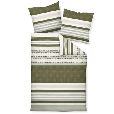Produktbild von Janine Design Feinbiber Bettwäsche-Garnitur DAVOS 65133 Farbe eukalyptus nachtoliv-06 Größe 155x220 + 80x80cm