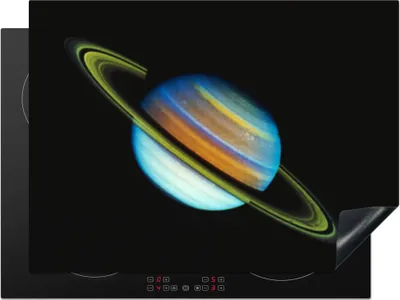 Produktbild von KitchenYeah© Herdabdeckplatte Saturn mit Blautönen , 71x52cm, Küche Deko, Glaskeramikkochfeld Herdabdeckung, Abdeckplatte fùr Kochfeld