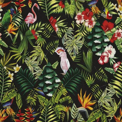 Image de OUTDOOR DÉCORDS OXFORD - motif fleurs exotiques et perroquets I DX158