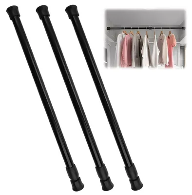 Teleskop-Gardinenstangen-Set, 30-50 cm, schwarz, 3-teilig