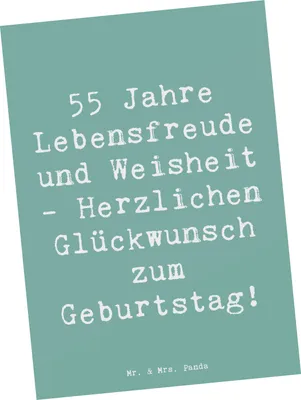 Produktbild von Mr. & Mrs. Panda Postkarte Spruch 55. Geburtstag Freude - Meeresbrise - Geschenk, Inspiration, Ansichtskarte, Postkarten, Geburtstagsgeschenk, bildkarte, Ansichtskarten