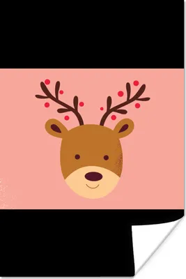 Produktbild von MuchoWow® Poster Rentier - Weihnachten - Rosa - Winter 120x180 cm - Kunstposter