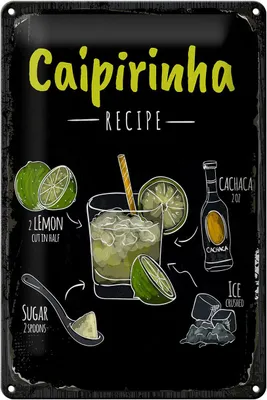 Produktbild von Blechschild Rezept Caipirinha Cocktail Recipe 20x30cm