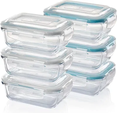 Obrázek produktu pro Plastové nádoby na uchovávání potravin s víkem - vhodné pro skladování potravin - odolné vůči teplu a chladu - 6 kusů po 370 ml - průhledné