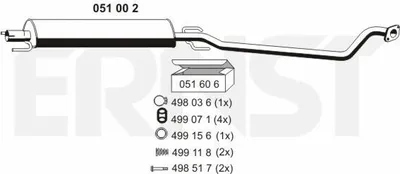 Produktbild von ERNST 051002 Mittelschalldämpfer Schalldämpfer für OPEL Corsa D Schrägheck (S07) Astra G CC (T98) Astra G Caravan (T98) ASTRA G Cabriolet (F67)