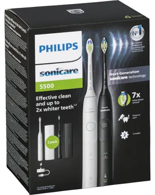 Produktbild von Philips Sonicare 5500 series Series 5500 HX7119/02 Wiederaufladbare Zahnbürste, Erwachsener, Schallzahnbürste, Whitening, 62000 Bewegungen pro Minute, Schwarz, Weiß, 2 min, 4 x 30 sec