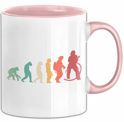 Produktbild von Feuerwehrmann Tasse Geschenk Evolution Geschenkidee Freiwillige Feuerwehr (Rosa)