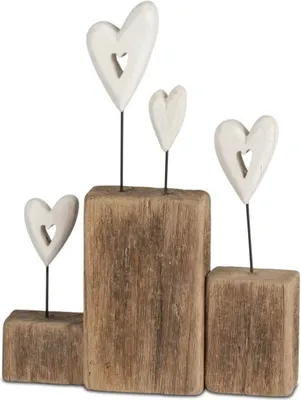 Produktbild von Dekoobjekt Block mit 4 Herzen 20x25cm aus Natur-Holz