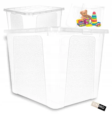 Zdjęcie produktu dla POJEMNIK PLASTIKOWY z pokrywą duży zamykany pudełko organizer zabawki 30L