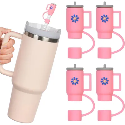 Obrázek produktu pro Krytky na brčka, 4 kusy, silikonové, prachotěsné, opakovaně použitelné, průměr 10 mm