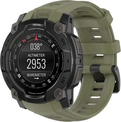 Produktbild von Stravo robustes Silikon-Sportarmband – Langlebig und strapazierfähig – Kompatibel mit Garmin Instinct 3 (50 mm) – 26 mm Armbandbreite – Grün