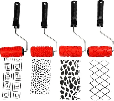 Produktbild von Creativ Company 10466, Farbwalzenset, Schwarz, Rot, Wand, 100 mm, 4 Stück(e)