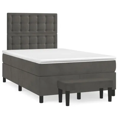 Produktbild von Boxspringbett mit Matratze Dunkelgrau 120x200 cm Samt