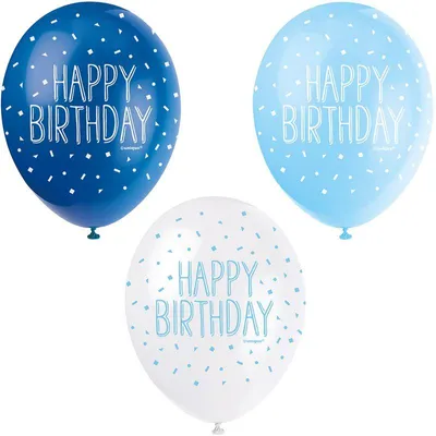 Produktbild von 5 Luftballons Happy Birthday blau