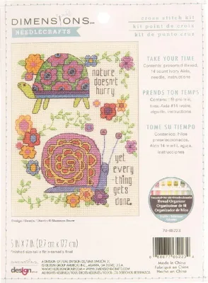 Image de Dimensions Kit de broderie au point de croix "Prends ton temps", motif à compter, 12,7x17,7cm