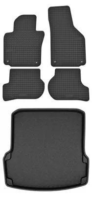 Productafbeelding van Rubberen automatten + kofferbakmat voor Skoda Octavia II 2004-2013 (sedan) – 5-delig, zwart, op maat – Wielganizator