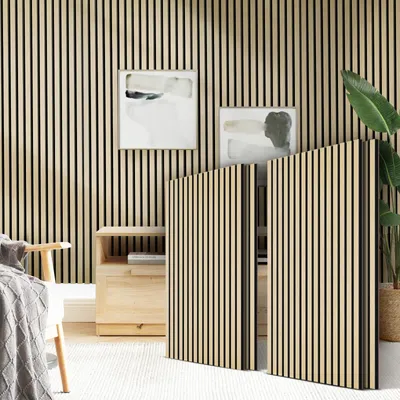 Imagen del producto de Paneles acústicos de madera, 4 unidades, 120 x 60 cm, 2,88 m², para salón y oficina